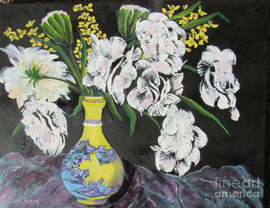 Oriental Vase and Flowers Painting by Lisa Boyd