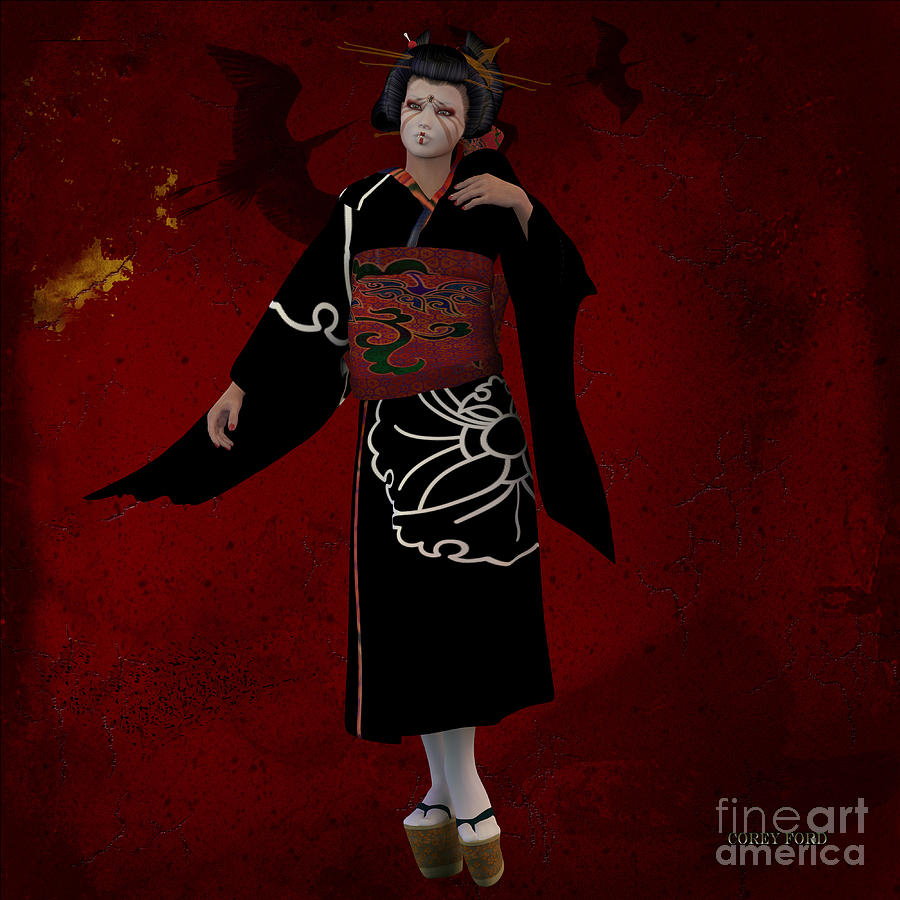 Oriental Woman Kimsu Painting by Corey Ford