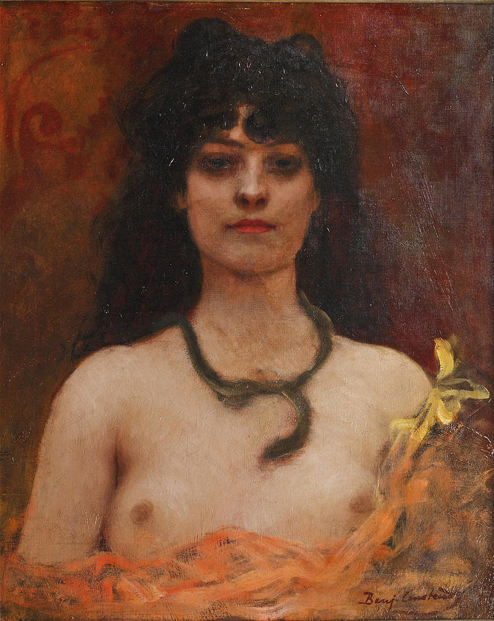 Orientalist portrait of a nude lady Painting by Jean-Joseph Benjamin-Constant