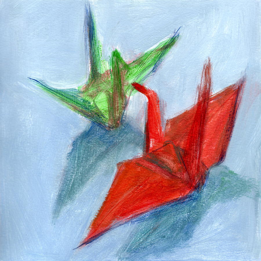 Origami Cranes Painting by Kazumi Whitemoon