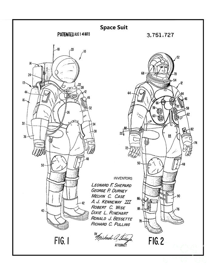 Original 1973 Space Suit Patent Photograph by Doc Braham
