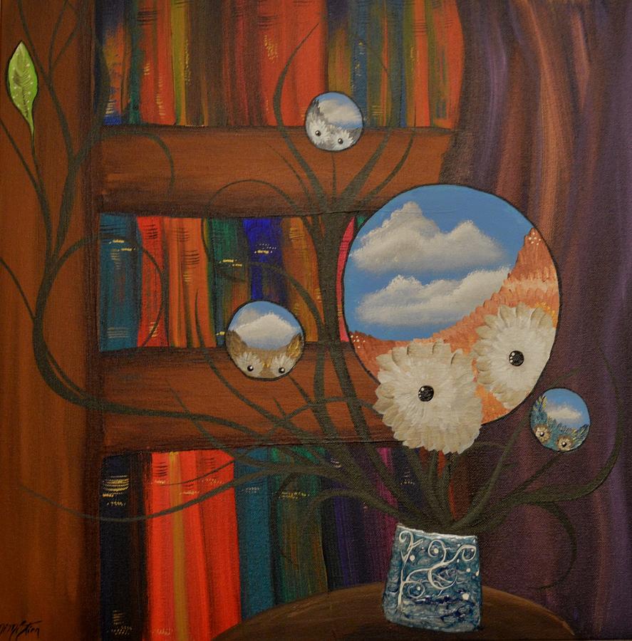 Original Artwork By MiMi Stirn - HooMasters Collection - Hoo Magritte #411 Painting by MiMi Stirn