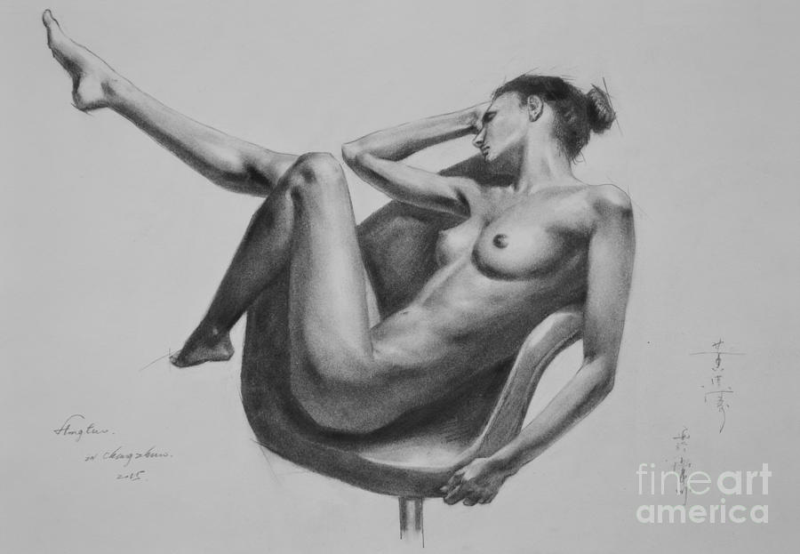 Wall Art Nude Woman Print Original Charcoal Drawing Nude
