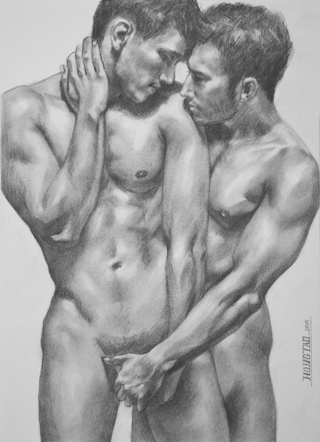 Original Charcoal Drawing Male Nude Gay Interest Man On Paper #6-30-5 by Ho...