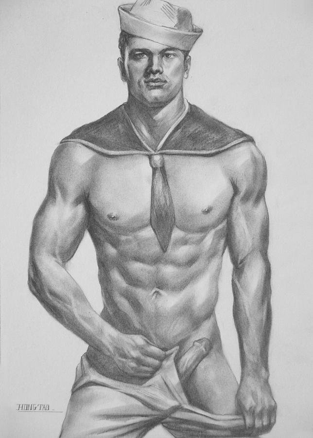 Beautiful Latina Nude Art Sketch - Naked guy pencil drawing - Excelent porn