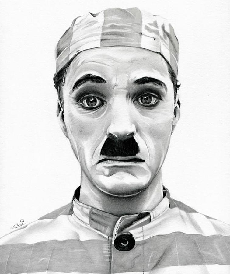 Original Charlie Chaplin Adventurer Drawing by Fred Larucci