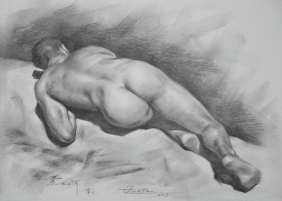 Original Drawing Male Nude#17316 Drawing by Hongtao Huang