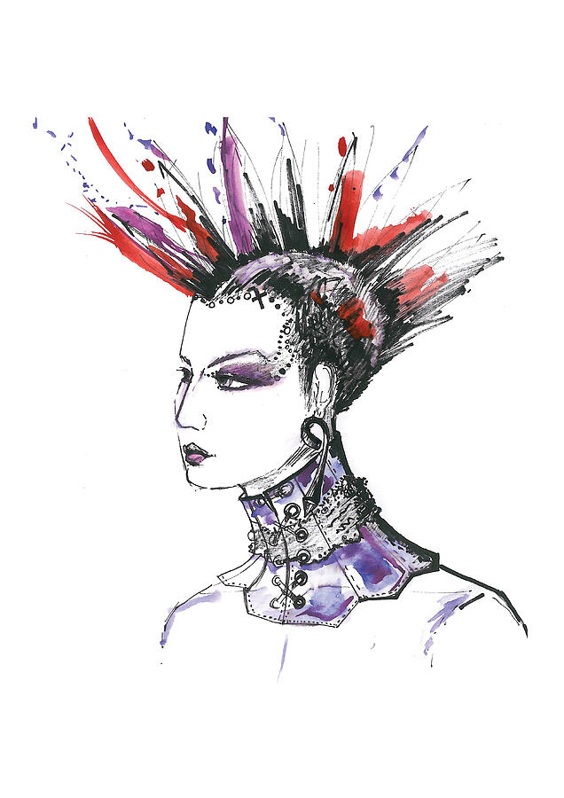 Punk Rock Girl  Painting by Marian Voicu
