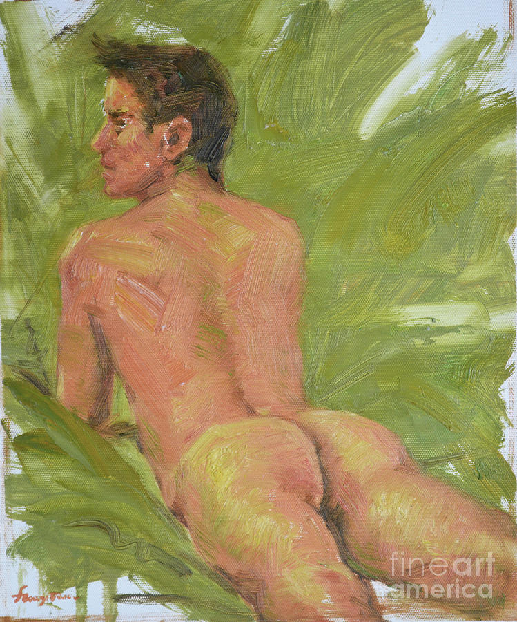 Original Impression Oil Painting Gay Man Body Art-male Nude On Canvas#16-2-6-17-8 Painting by Hongtao Huang