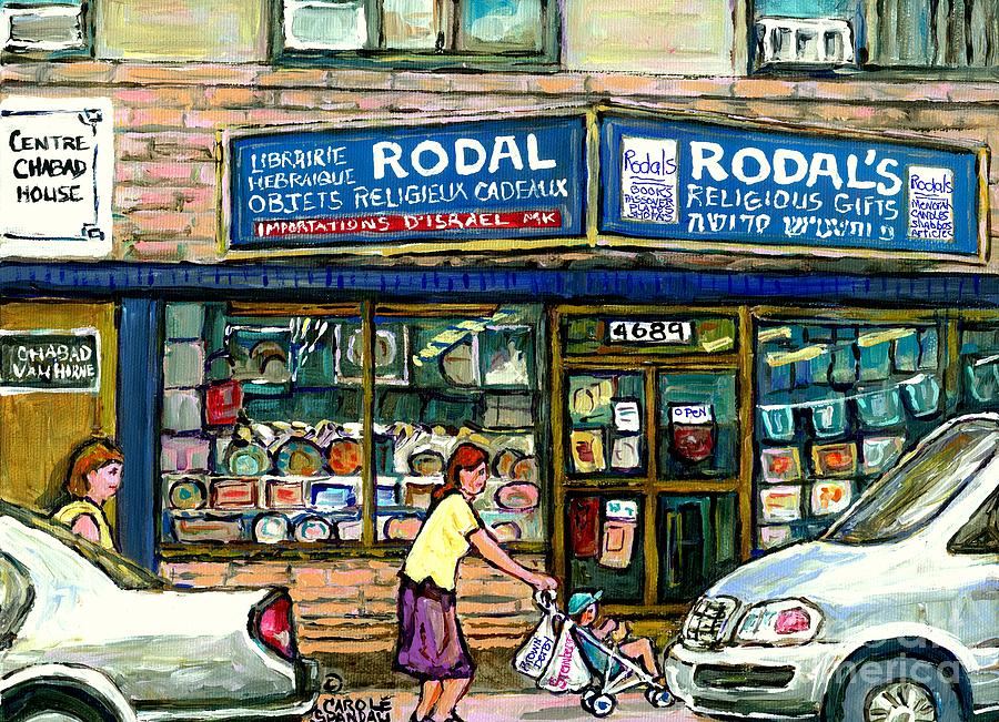 Original Montreal Memories Paintings For Sale The Jewish Street Van Horne And Victoria Rodals Gifts Painting by Carole Spandau