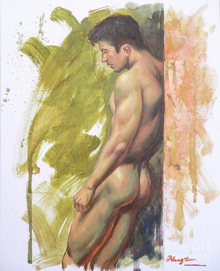 Original Oil Painting Art Male Nude Boy On Canvas Panle #16-1-26-06 Painting by Hongtao Huang