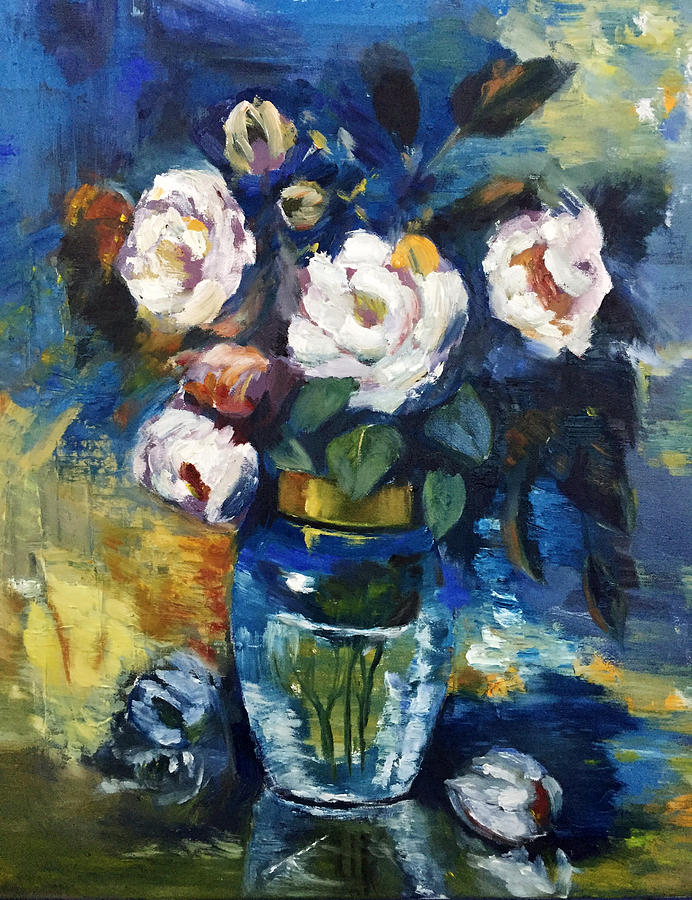 Flowers Still Life Painting - Original oil painting  by Han Huang