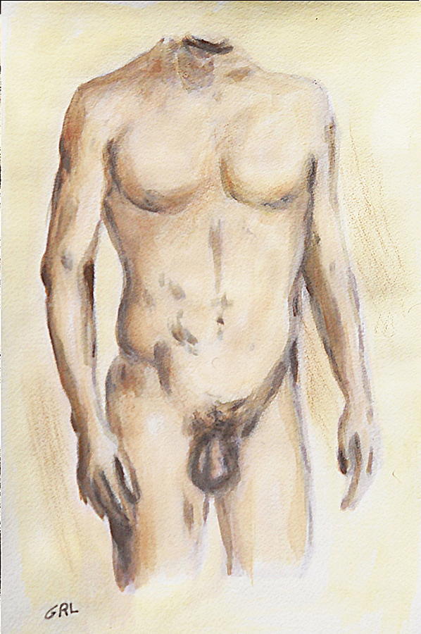 Original Painting of a NUDE MALE TORSO Painting by G Linsenmayer