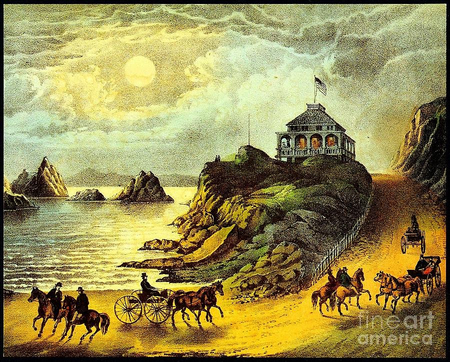 Original San Francisco Cliff House circa 1865 Painting by Peter Ogden