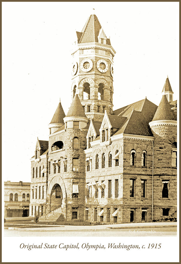 Original State Capitol Building, Olympia, Washington, circa 1915 Photograph by A Macarthur Gurmankin
