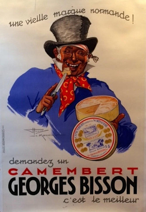 Vintage Drawing - Original Vintage French Cheese Poster Camembert Georges Bisson by Henri La Monnier