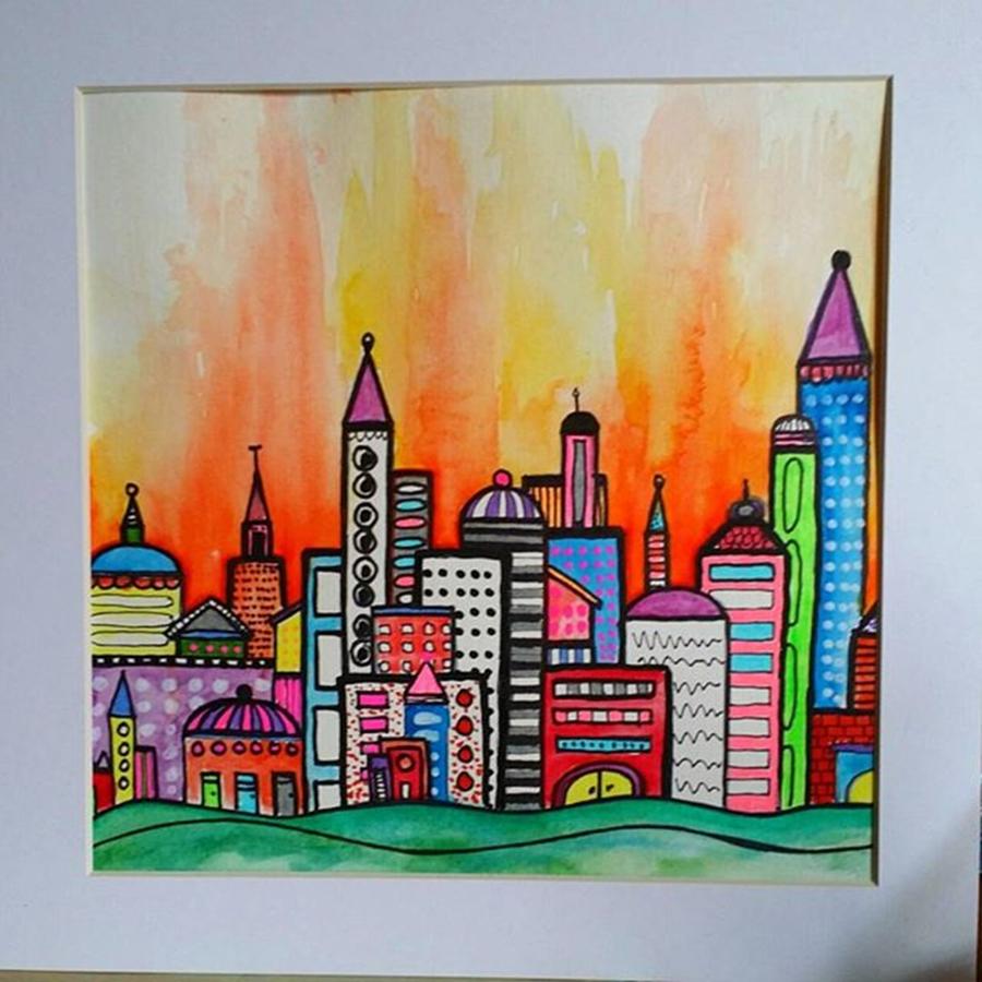 City Photograph - Original #watercolor ..fire In The by Robin Mead