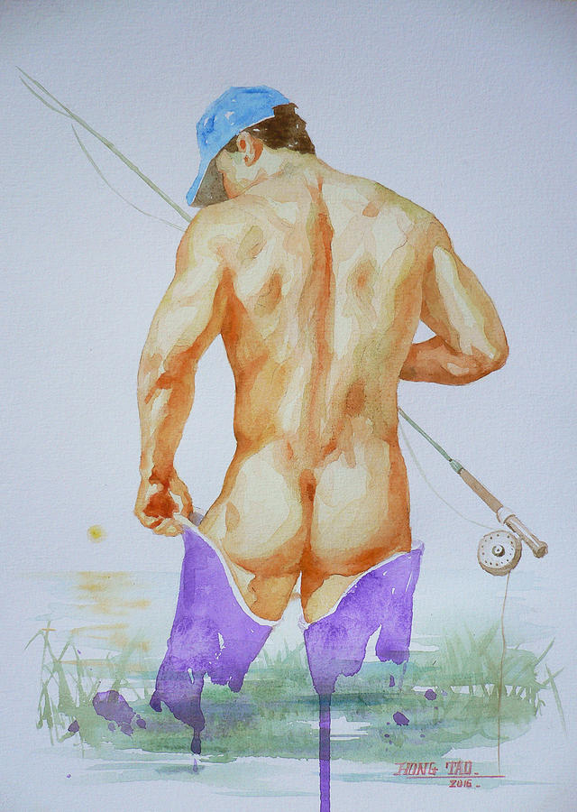 Original Watercolour Painting Art Male Nude#20202089 Painting by Hongtao Huang