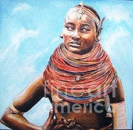 Nature Painting - Original Woman by Alfred Awonuga