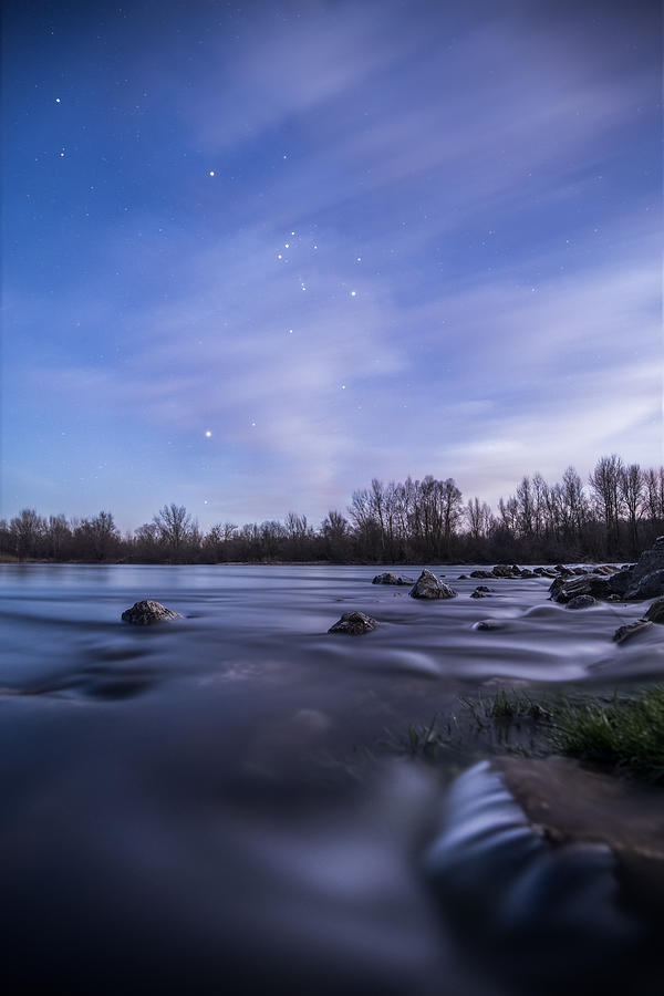 Landscape Photograph - Orion above the river by Davorin Mance
