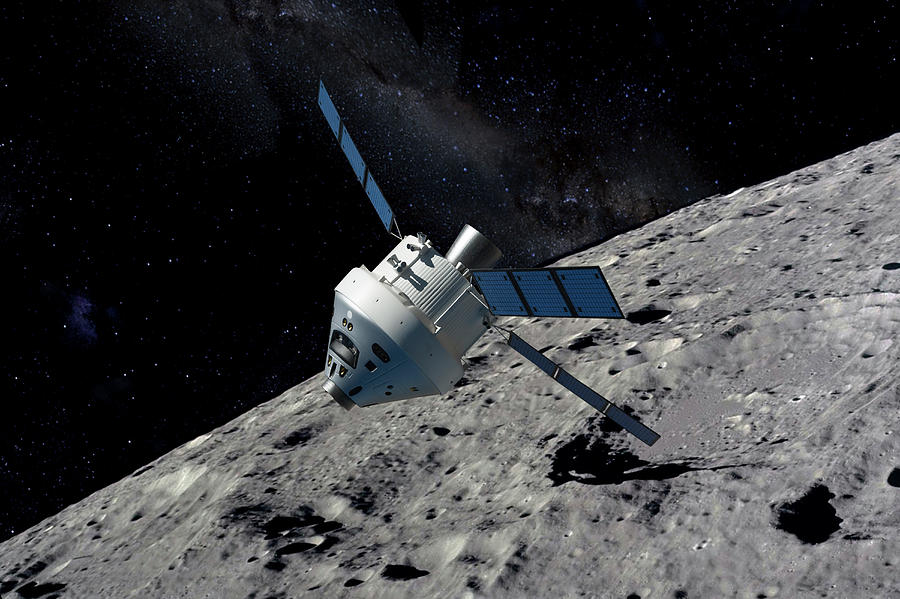 Orion Spacecraft Orbiting The Moon Digital Art By Erik Simonsen