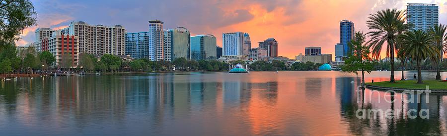 Orlando Cityscape Sunset Photograph by Adam Jewell