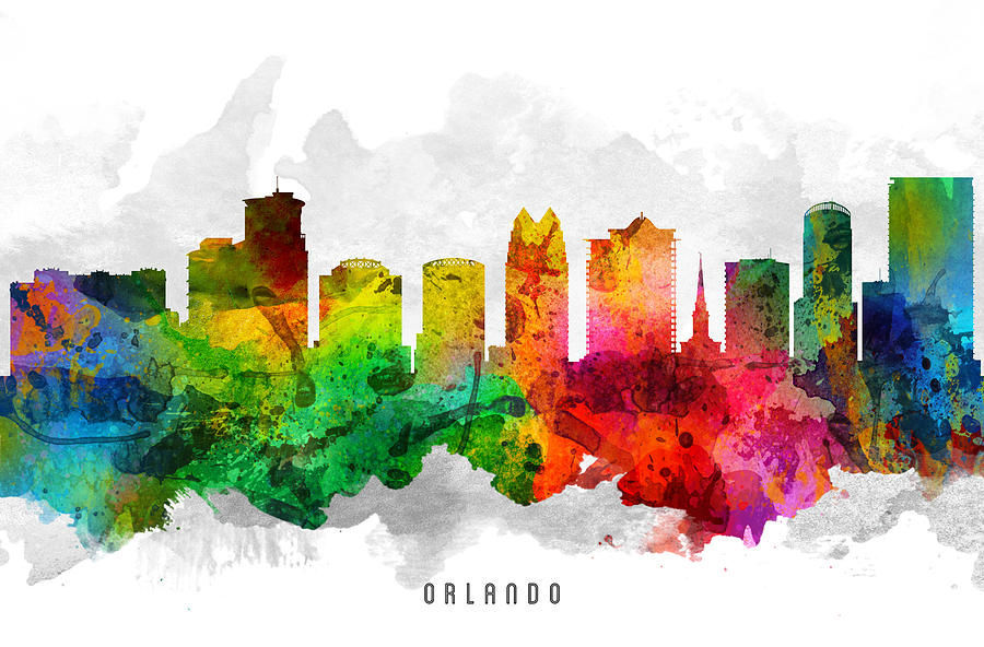 Orlando Painting - Orlando Florida Cityscape 12 by Aged Pixel