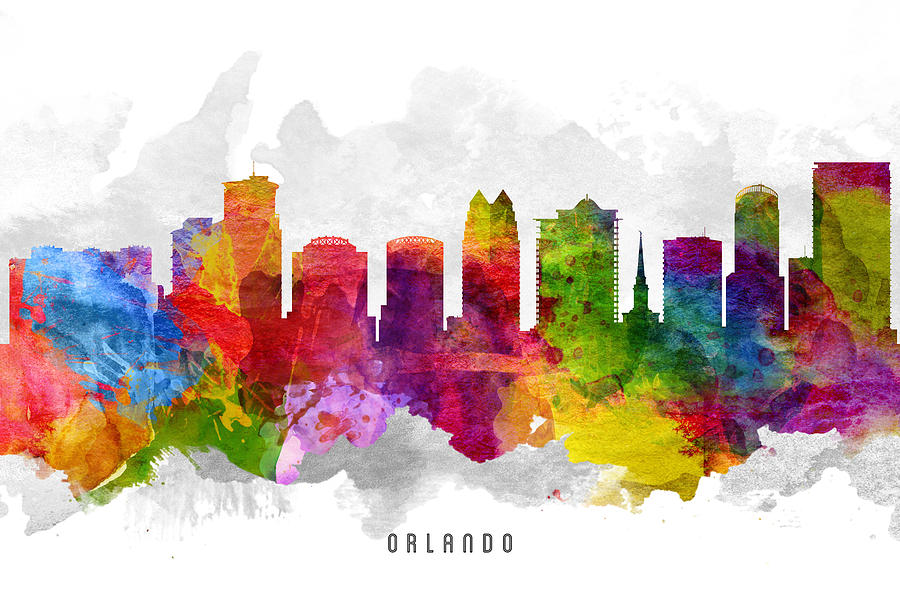 Orlando Painting - Orlando Florida Cityscape 13 by Aged Pixel