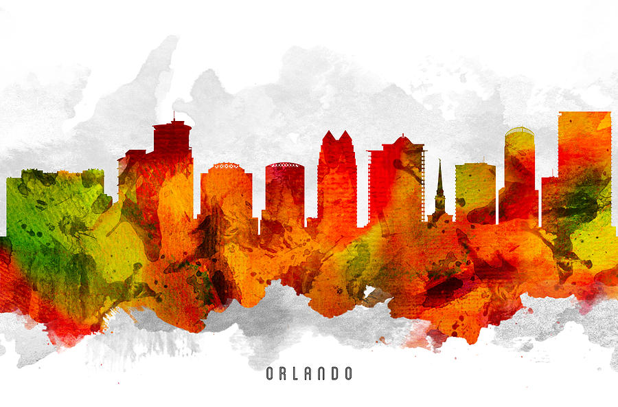 Orlando Painting - Orlando Florida Cityscape 15 by Aged Pixel