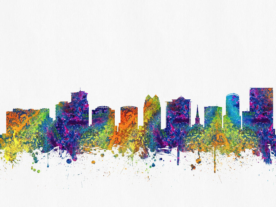 Orlando Digital Art - Orlando Florida Skyline color03 by Aged Pixel