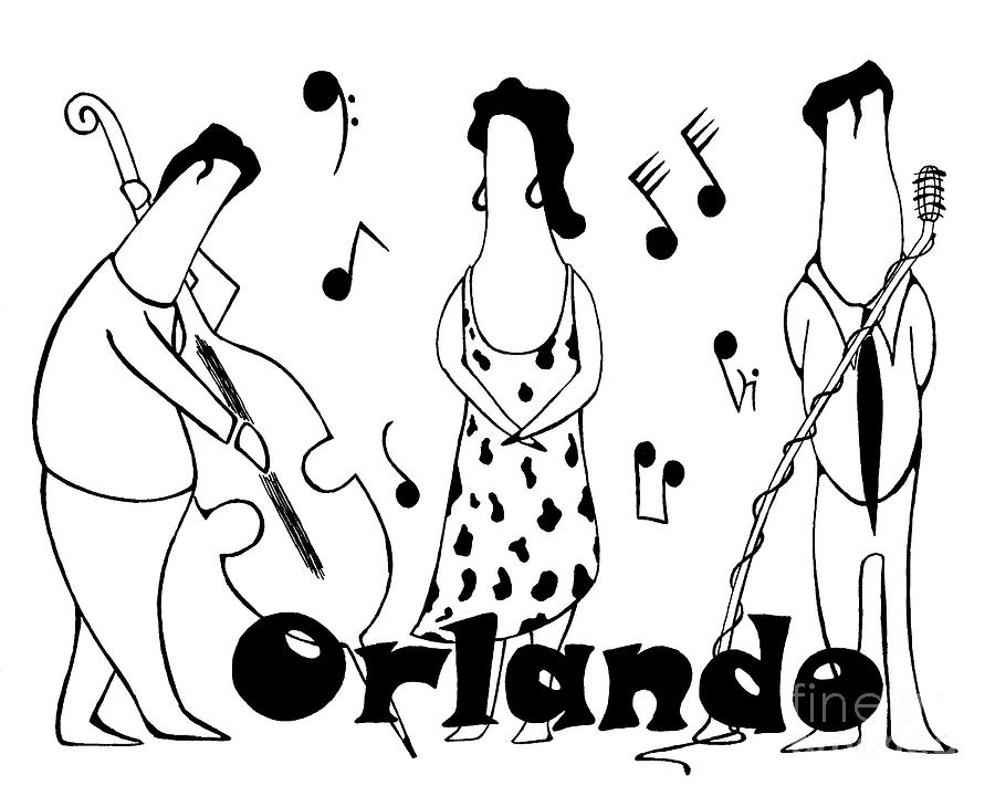 Orlando Jazz Drawing by Jack Norton