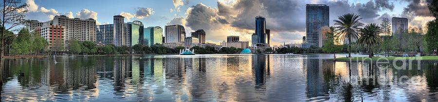 Orlando Metallic Sunset Panorama Photograph by Adam Jewell