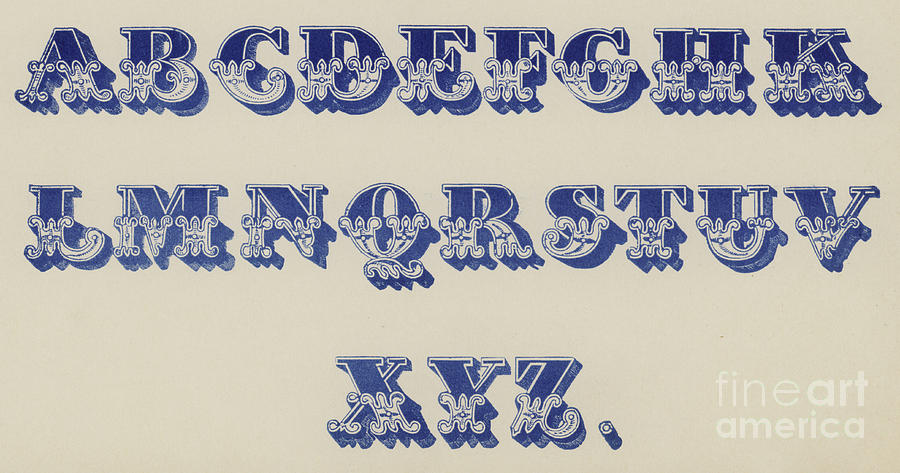 Typography Drawing - Ornamental Fleur de Lis Font by English School