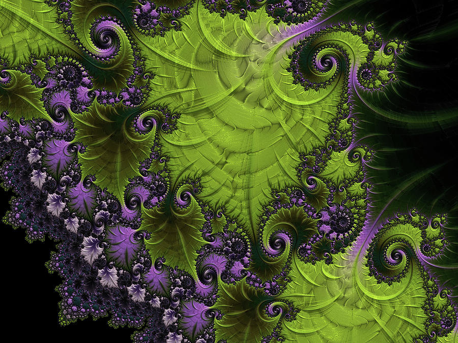 Green Abstract Digital Art - Ornamental Purple Vine Abstract by Georgiana Romanovna