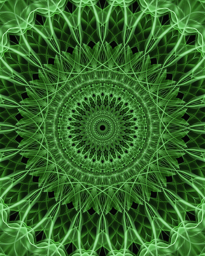 Ornamented mandala in green tones Digital Art by Jaroslaw Blaminsky