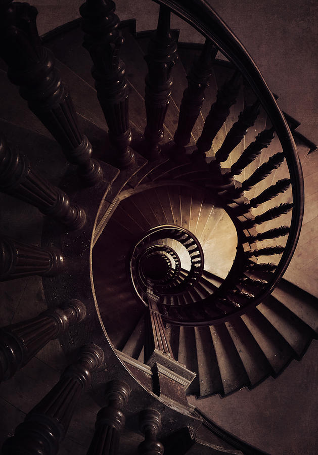 Ornamented spiral staircase in brown tones Photograph by Jaroslaw Blaminsky
