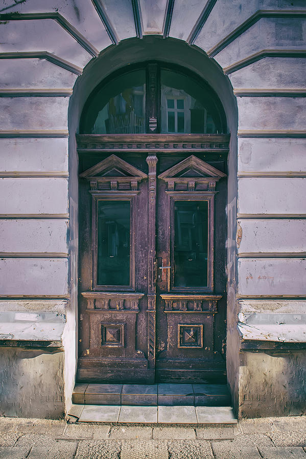 Ornamented wooden gate in violet tones Photograph by Jaroslaw Blaminsky