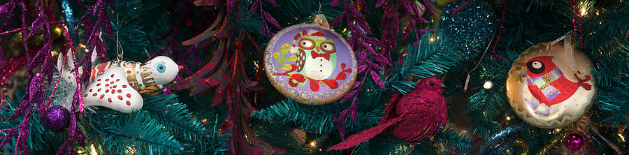 Christmas Photograph - Ornaments Holiday Christmas tree scene by Panoramic Images