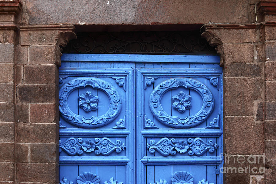 Ornate Colonial Door Detail Cuzco Photograph by James Brunker