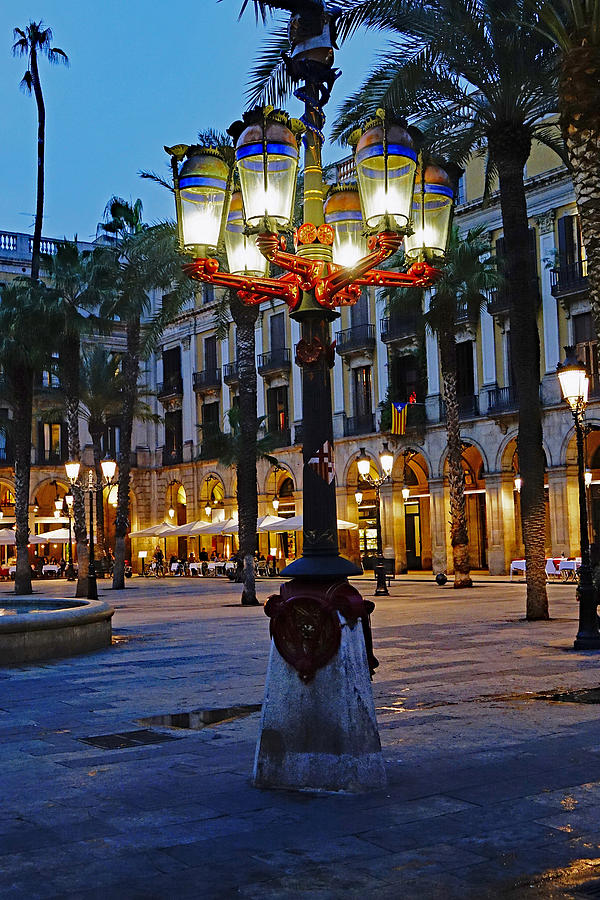 Ornate Street Lamp In A Barcelona Plaza Photograph by Rick Rosenshein