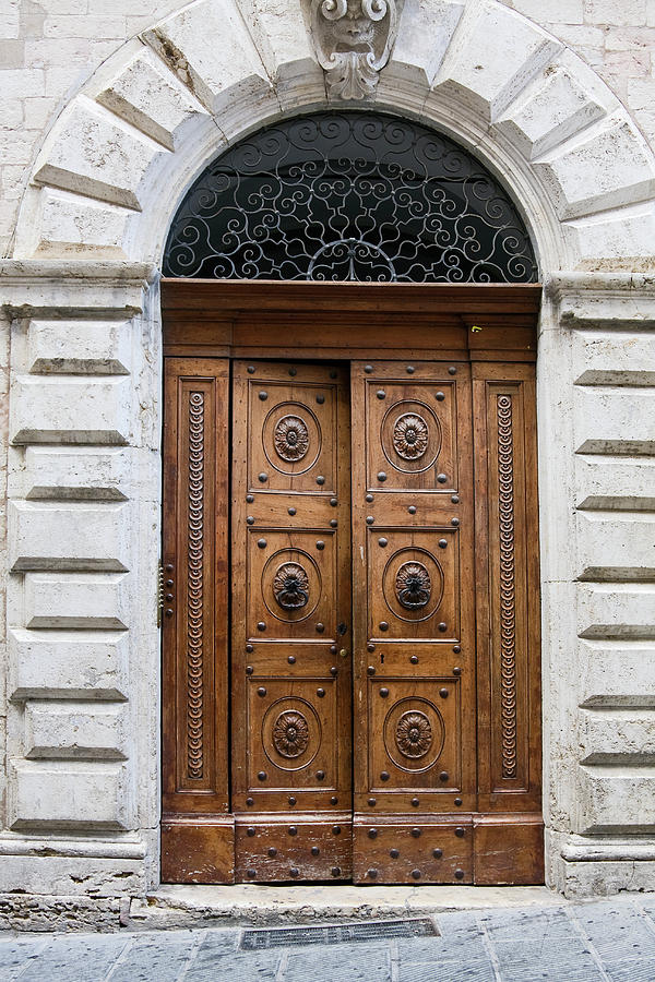 Ornate Wood Double Doors Photograph by Sally Weigand
