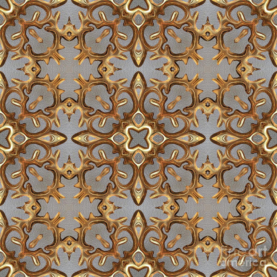 Ornate8 3D golden brass sunburst design Digital Art by Amy Cicconi
