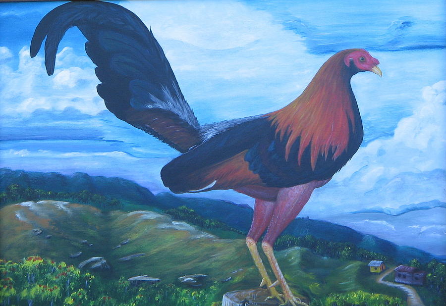 Rooster Painting - ORO by Toyo Perez