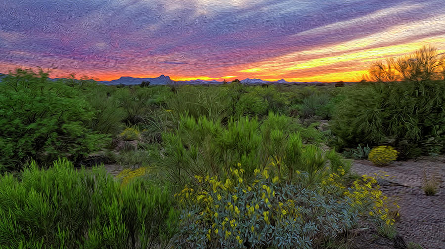 Sunset Digital Art - Oro Valley Sunset op36 by Mark Myhaver