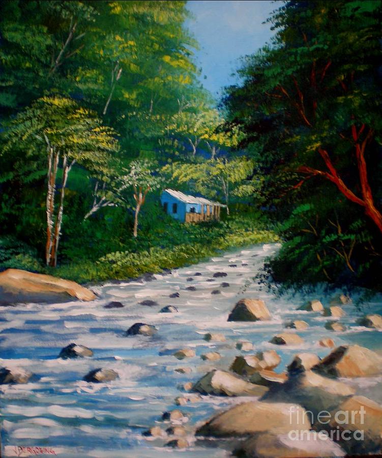 Orosi River in Costa Rica Painting by Jean Pierre Bergoeing