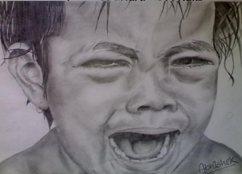 Orphan Drawing by Abhishek Chauhan - Fine Art America