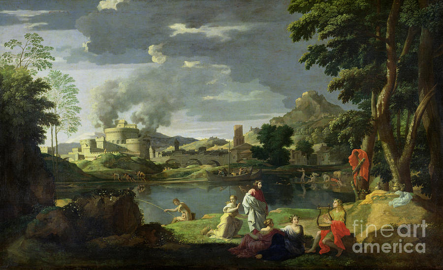 Castle Painting - Orpheus and Eurydice by Nicolas Poussin