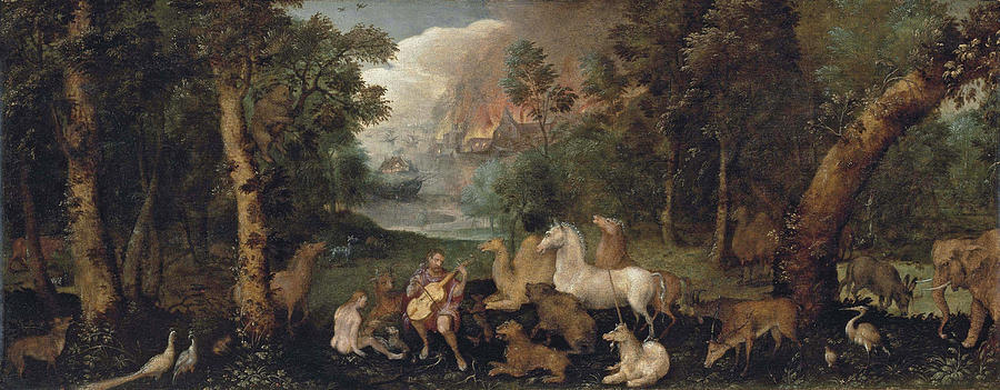 Orpheus charming the Animals Painting by Jacob Savery