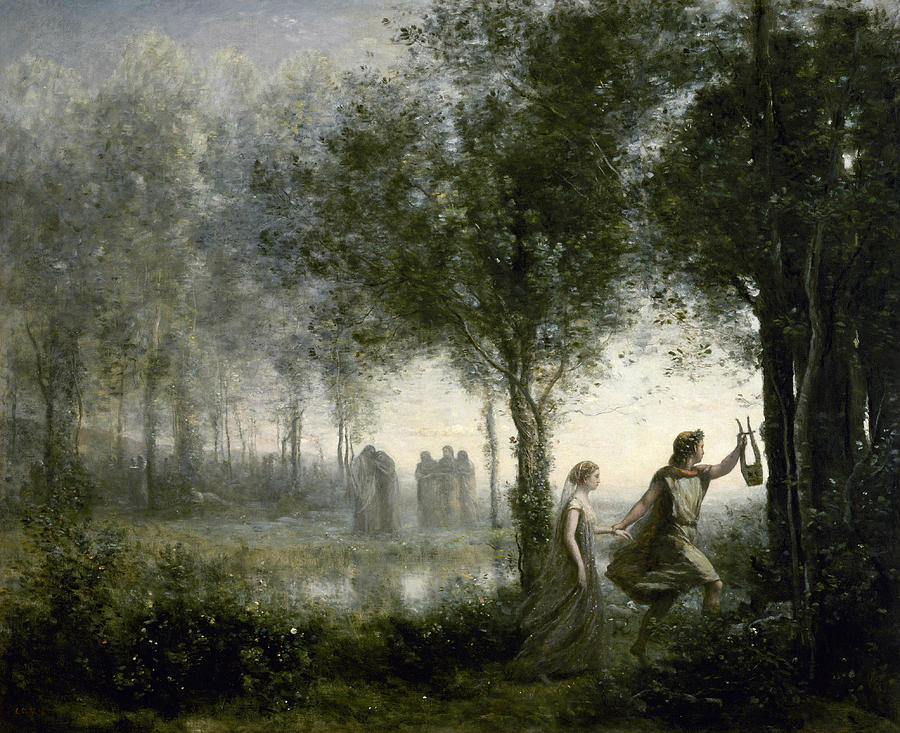 Orpheus Leading Eurydice from the Underworld Painting by Jean-Baptiste-Camille Corot