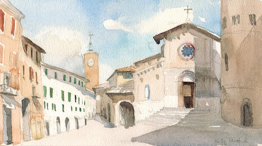 Impressionism Painting - Orvieto Square by Kelly Medford